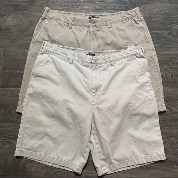 Nautica Mens Beige & Khaki Shorts Bundle Size 40W Classic Fit 9" Inseam Cotton C - Picture 1 of 12